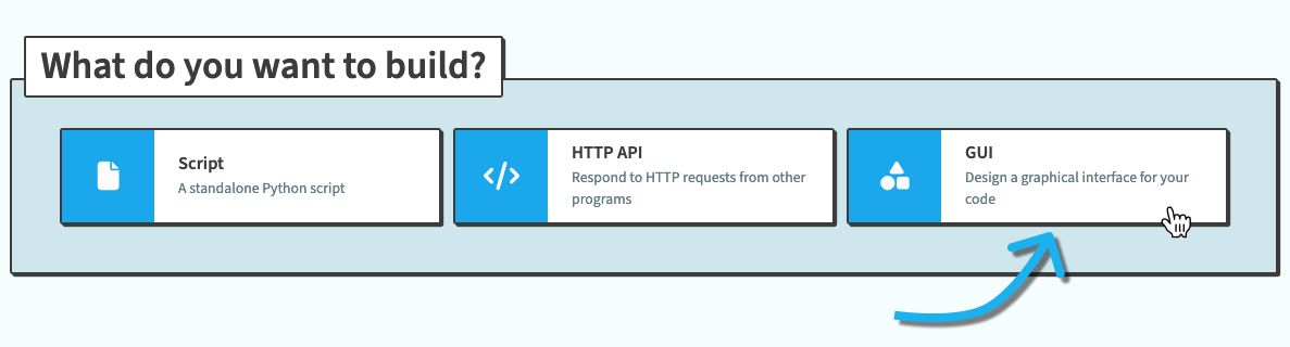 Location of the GUI button on the dashboard